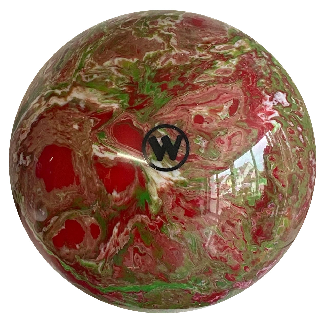 Vollkugel 160mm rot/grün/weiss Sonderfarbe feine Marmorierung TYP WINNER