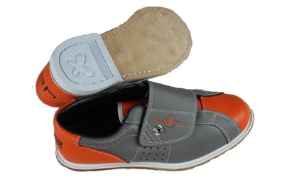 Bowlingschuh Leihschuh mit Klettverschluss Orange/grau