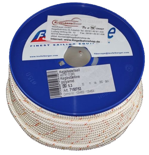 Kegelstellseil GEWACHST 5,3mm FSE  Spule 50m weiss