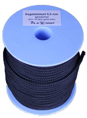 Kegelstellseil GEWACHST Winner Spule 50m schwarz