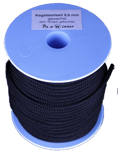Kegelstellseil GEWACHST Winner Spule 50m schwarz