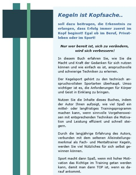 Buch "Kegeln ist Kopfsache" von Mentaltrainer Roland Schiffner